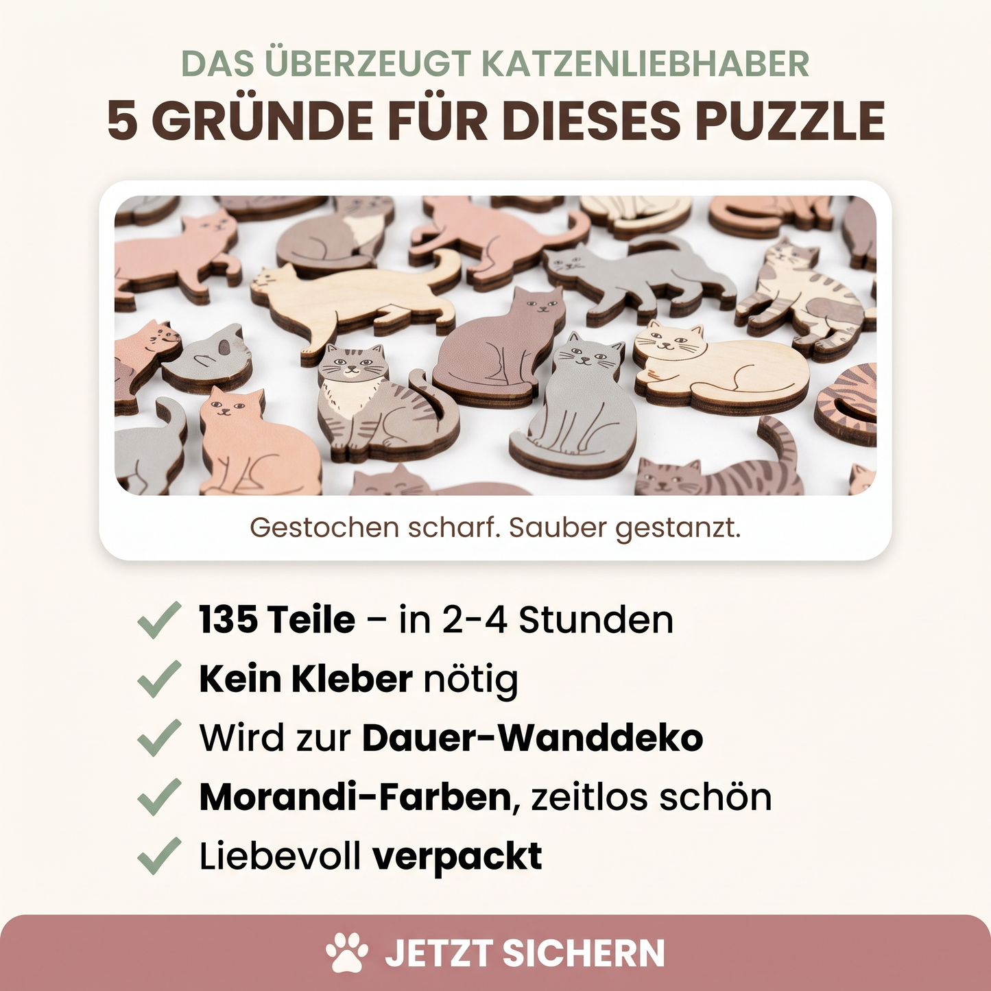 Holzpuzzle Katze, 135-teilig