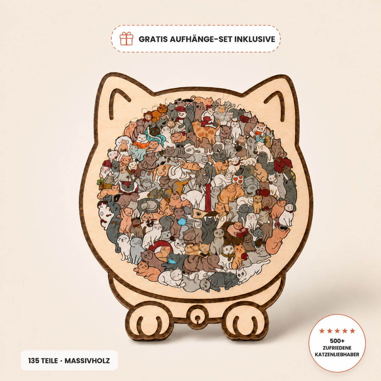 Holzpuzzle Katze, 135-teilig
